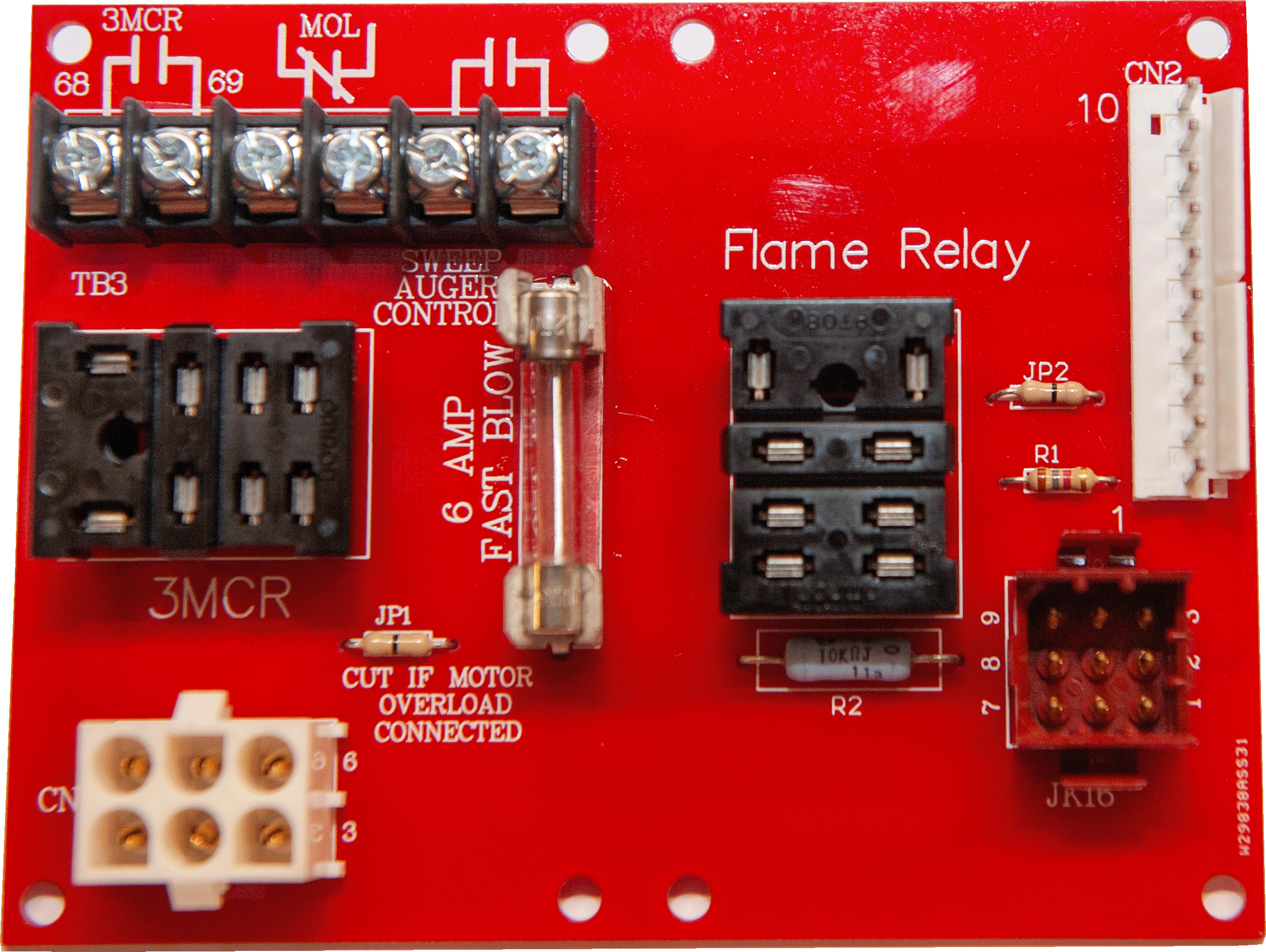 Flame Control/Aux Unload PCB Assy WITHOUT Relays and Clips